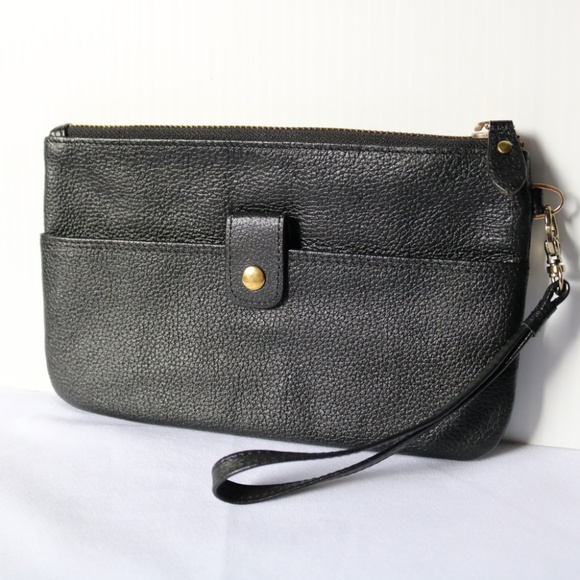 LODIS black leather wristlet purse/wallet with removable strap. - Picture 2 of 7